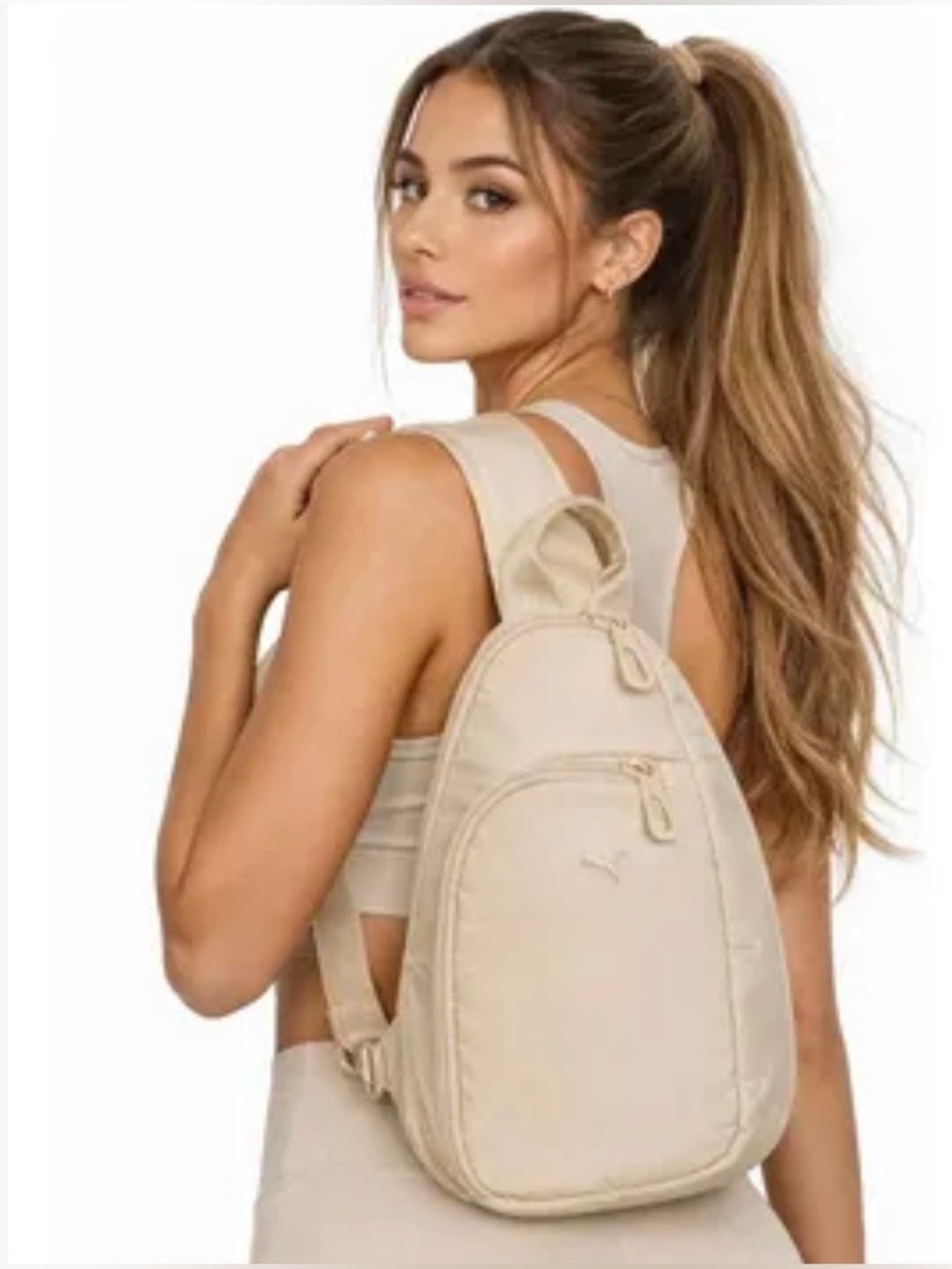🌸 NEW Puma Beige Sling Backpack Purse